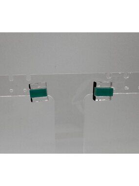 Clear Cube Stud Earrings Color Shift Black Green Modern Minimalist